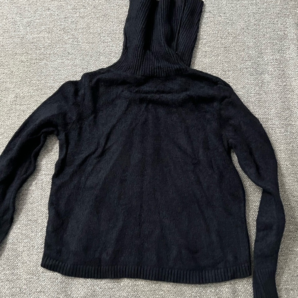 Black Chenille Hooded Sweater